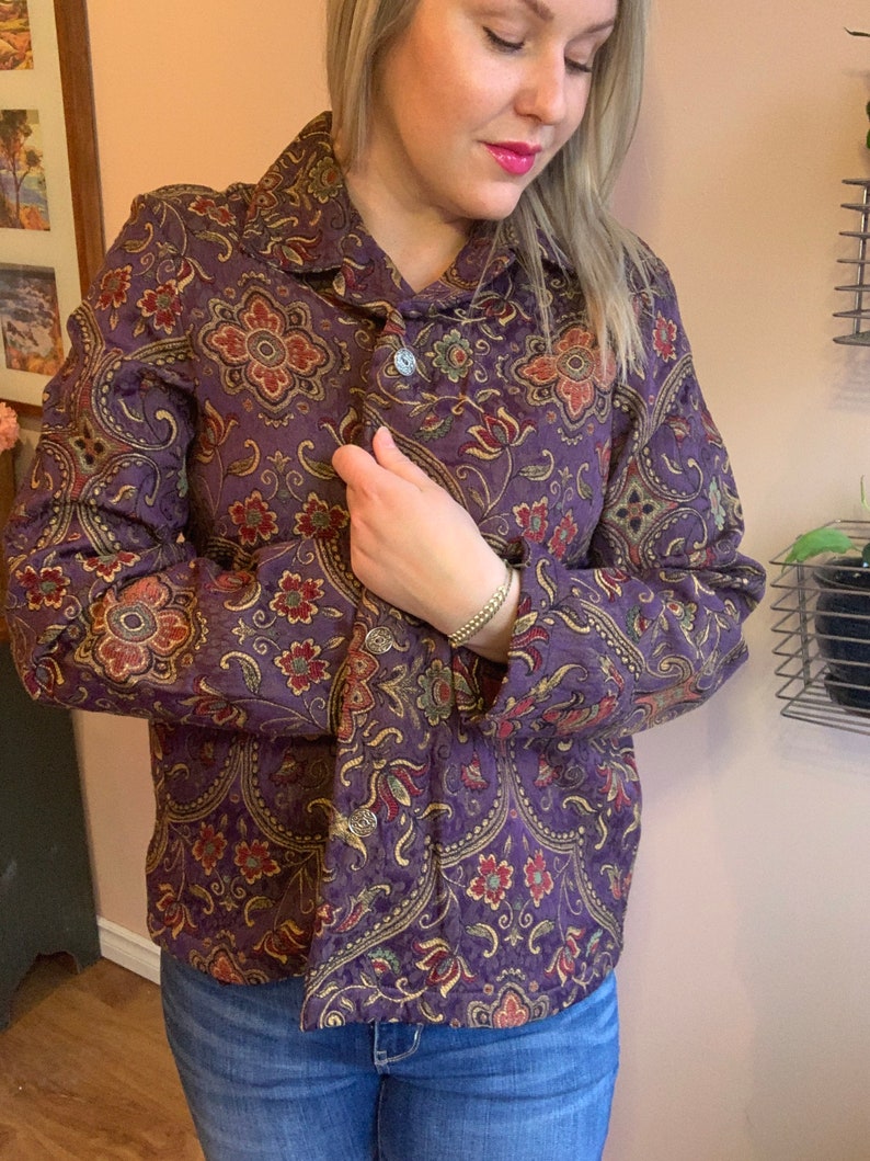 Vintage \u2018Tradition Country Collection\u2019 Purple Paisley Blazer Size 16