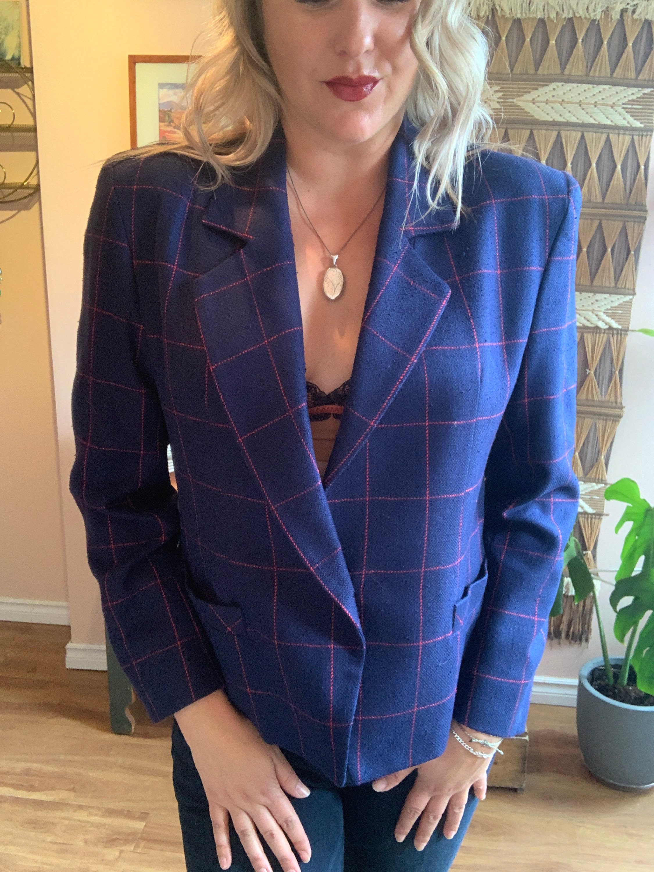 Vintage Navy Blue and Red Alcott \u0026 Andrews Blazer Large | Etsy