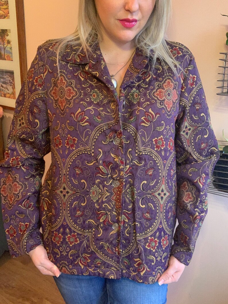 Vintage \u2018Tradition Country Collection\u2019 Purple Paisley Blazer Size 16