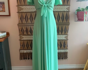 Vintage 1970’s ‘Algo’ Seafoam Green Gown Maxi Dress & Mini Jacket Set