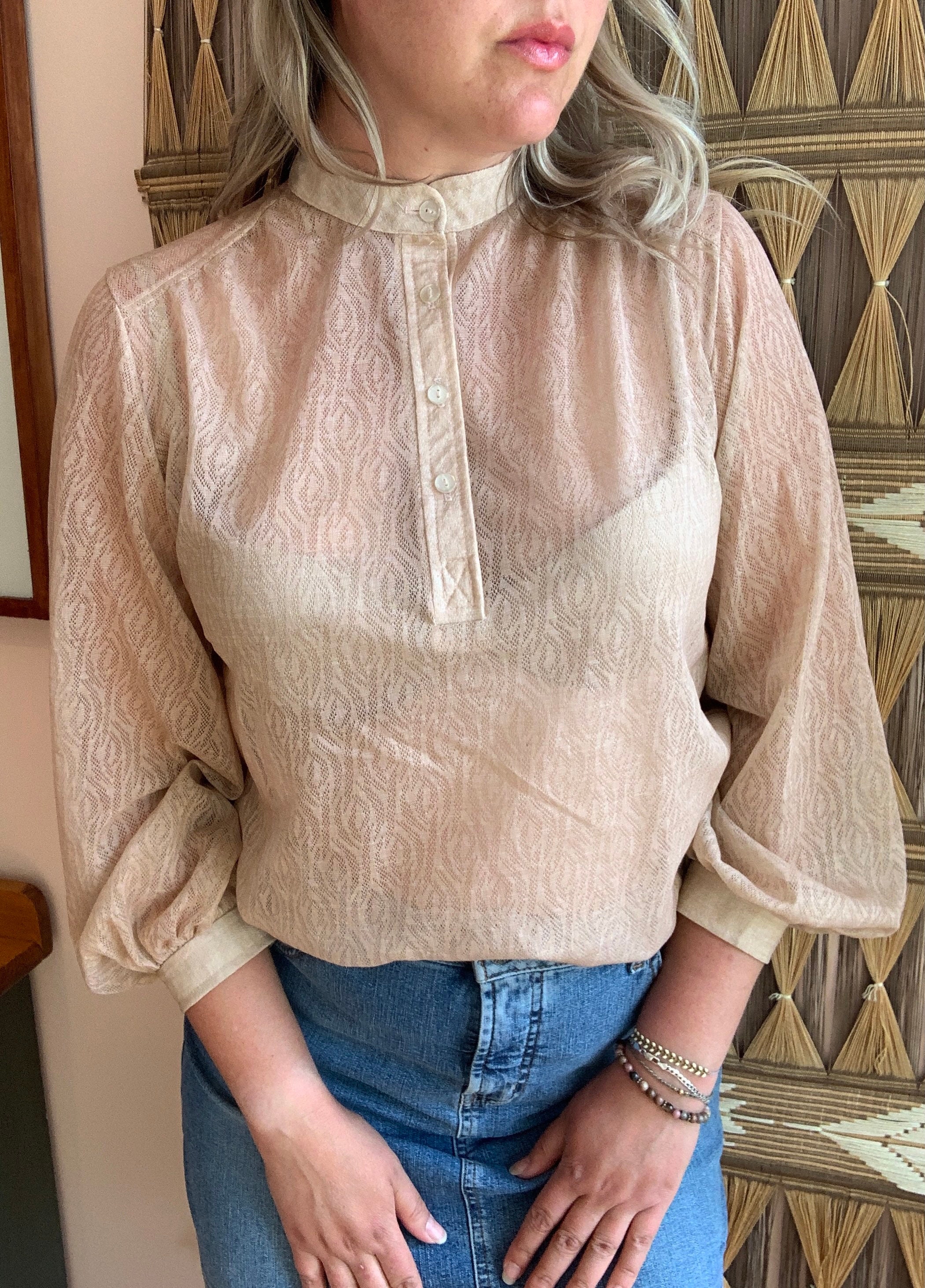 Vintage Light Dusty Peach Puffy Sleeve Blouse Size L/XL - Etsy UK