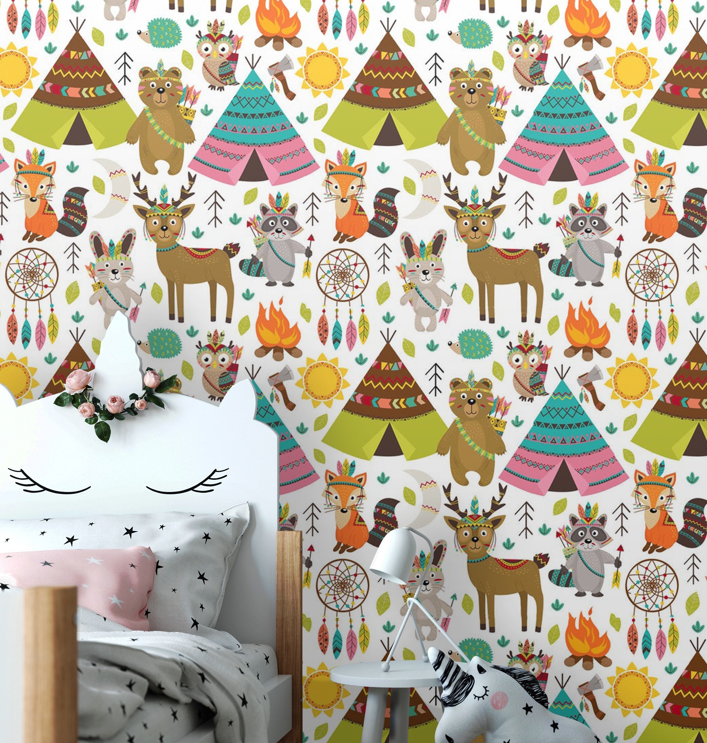Removable Wallpaper,Nursery,Funny Animals,Happy Indians,Wigwam,Wall Mural,Self Adhesive or Vinyl .br Removable Wallpaper,Nursery,Funny Animals,Happy Indians,Wigwam,Wall Mural,Self Adhesive or Vinyl .br