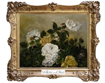 Flower Still Life Painting | Moody Flower Painting | Vintage Botanical Print | PRINTABLE Wall Art | 101