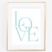 Love Wall Art, Love Print, Love Printable, Typography Poster, Aqua Blue ...