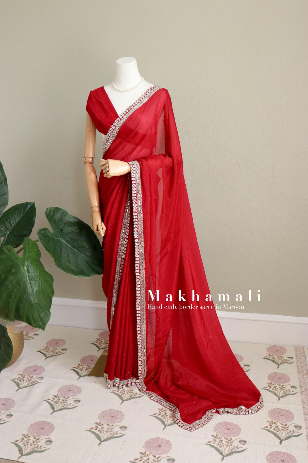 Maroon & Beige Crepe Silk Normal Drape Saree