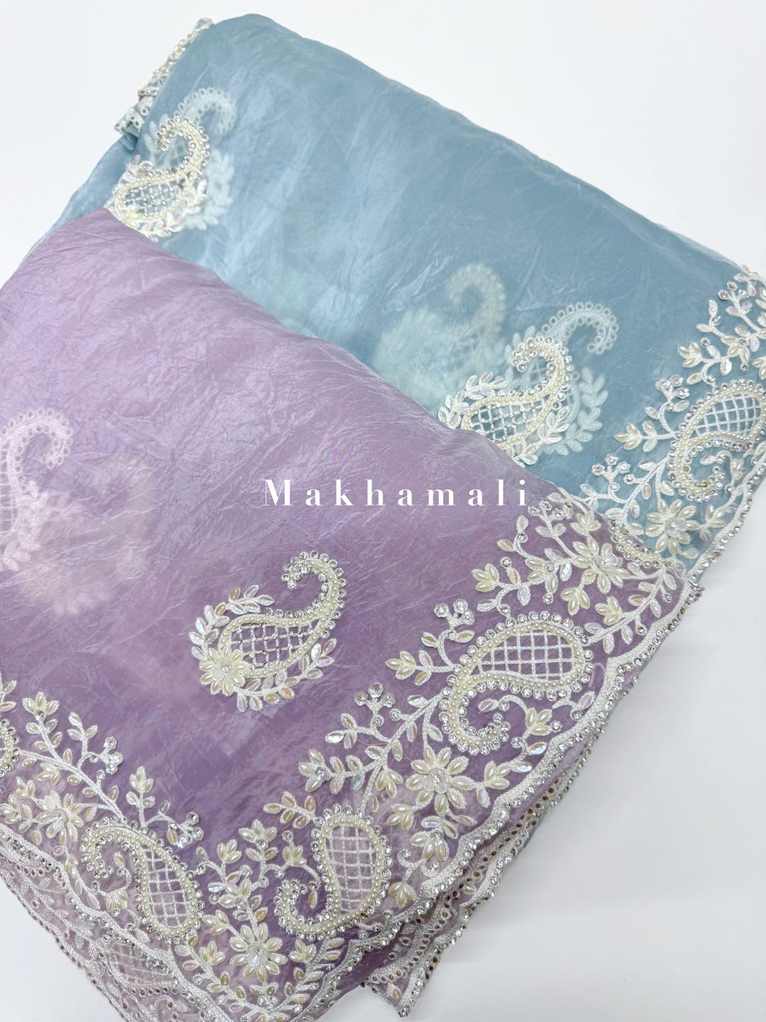 Women Wedding Wear Heavy Embroidery Worked Pure Tissue Organza Saree with Un Stithed Blouse main image 1