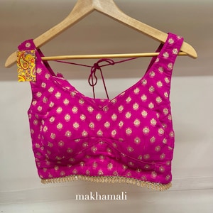 Georgette Butti Pink Sleeveless Blouse with Extra Sleeves