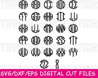 Block Monogram Font Svg, Circle Monogram Svg. Round Alphabet Letters for Iron On Heat Press Designs. Cricut and Silhouette Digital Cut Files