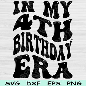 In meinem 4. Geburtstag-Ära-Svg-Dxf-Png-Schnitt-Dateien, 4.Geburtstag-Svg, 4 Jahre alt-Svg-Dateien für Cricut, Retro Wave Text Silhouette digitale Designs