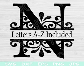 Split Monogram Alphabet Svg, Split Letter Monogram Svg, Dxf, Eps, Png Digital Download Design Cut Files For Cricut, Glowforge, Silhouette