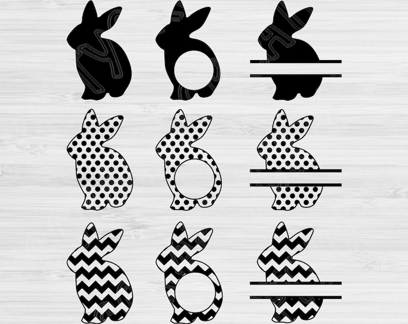 Download Easter Bunny Svg Monogram Cut Files Kid Digital Designs Bunny Svg Split Chevron And Polka Dots