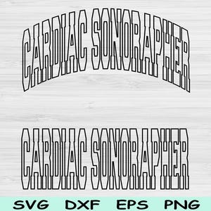 Archivo SVG de ecografista cardíaco, PNG de ecografista cardíaco, Archivos SVG de tecnología radiológica para Cricut, Diseño digital de sublimación de texto de onda SVG de enfermera