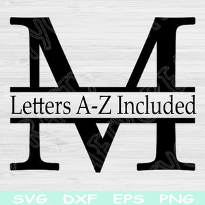 Monograma dividido SVG, letra dividida SVG, archivos SVG del alfabeto para Cricut, monograma de letra dividida SVG, diseños SVG iniciales para posavasos o letreros PNG