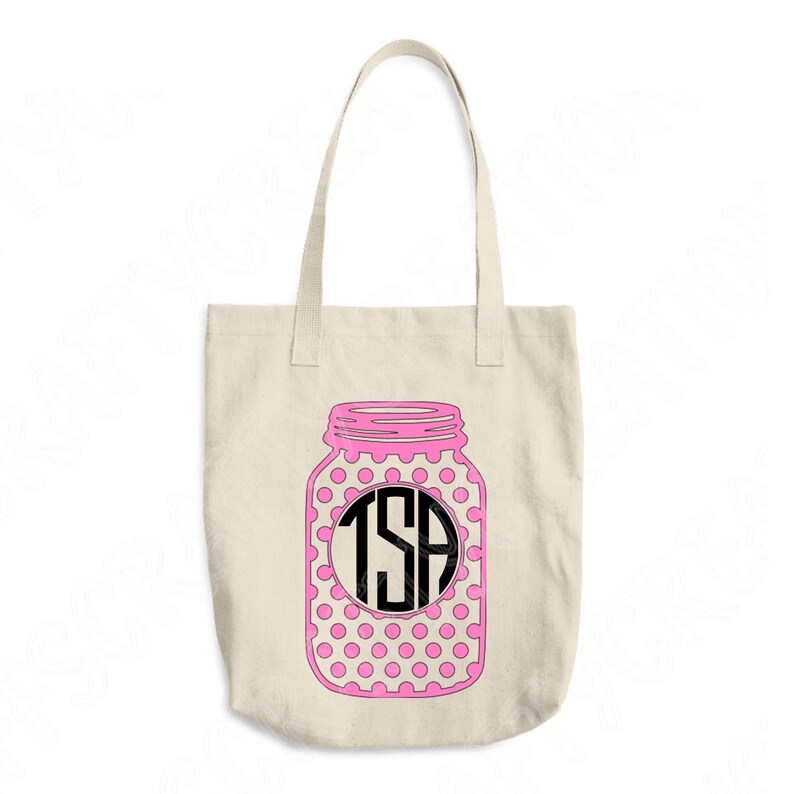 Download Mason Jar Svg File with Split Chevron and Polka Dots. Monogram | Etsy