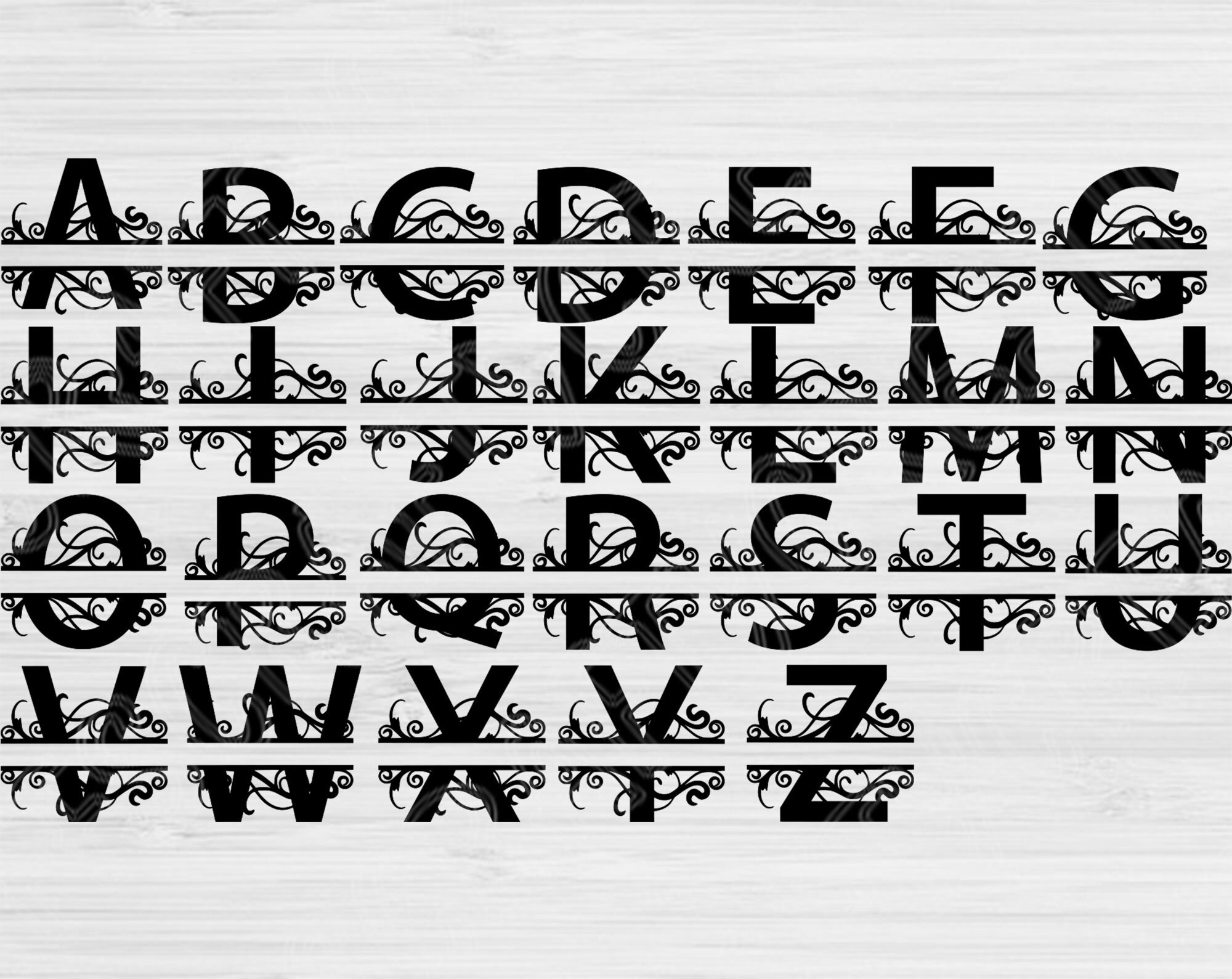 Alphabet Svg Split Monogram Svg Files for Silhouette or | Etsy