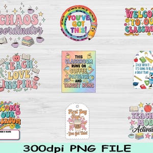 Back to School PNG Bundle, Teacher Shirt Sublimation Designs, Cute School Quotes PNG, 1st Day of School Clipart Student Graphic Set Download