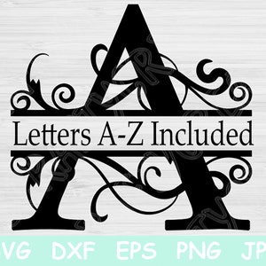 Split-Schriftart-Svg, Split-Buchstabe-Svg. Geteilte Monogramm-Svg-Dateien für Cricut. Anfangs-Svg, Alphabet-Svg Silhouette-Vektorgrafik. Geteilte Monogramm-Schriftart-Svg.