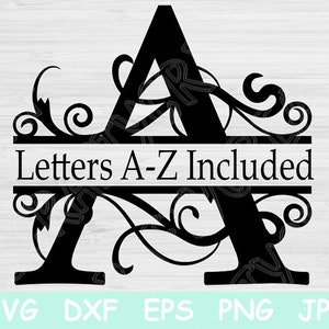 Split Font Svg, Split Letter Svg. Split Monogram Svg Files for Cricut. Initial Svg, Alphabet Svg Silhouette Vector. Split Monogram Font Svg.