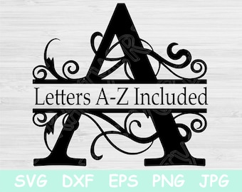 Split Font Svg, Split Letter Svg. Split Monogram Svg Files for Cricut. Initial Svg, Alphabet Svg Silhouette Vector. Split Monogram Font Svg.