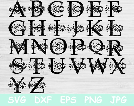 Fonts Svg Block Swirls Digitial Download. Svg Font for Cricut and Silhouette Cut Files. Fonts Download Letter Svg for Instant Vinyl Designs.