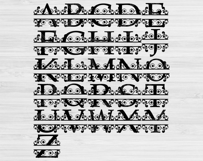 Split Monogram Alphabet Svg Split Letter Monogram Svg Dxf | Etsy
