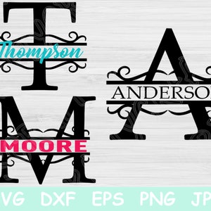 Split Letters Svg, Split Monogram Svg, Split Letter Monogram Svg Files for Cricut, Split Monogram Fonts Svg, Alphabet Png Initial Designs