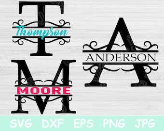 Split Letters Svg, Split Monogram Svg, Split Letter Monogram Svg Files for Cricut, Split Monogram Fonts Svg, Alphabet Png Initial Designs