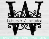 Monogram Letter Svg File, Split Letter Svg, Dxf, Eps, Png Instant Digital Download Design Cut Files For Cricut, Glowforge, Silhouette Vector
