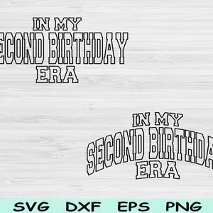 Op de afbeelding: Zwart-wit grafisch ontwerp met de tekst "In my second birthday era".