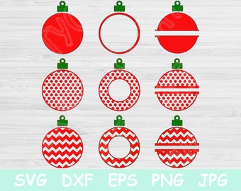 Christmas Ornament Svg, Christmas Svg Files. Split Chevron and Polka Dots Cutting Files for Cricut and Silhouette. Xmas Holiday Monogram Htv