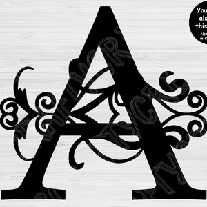 Split Monogram Svg, Split Letter Svg. Alphabet Svg Files for Cricut, Regal Initial Svg, Font Svg Designs for Silhouette, Script Svg Dxf, Png image 6