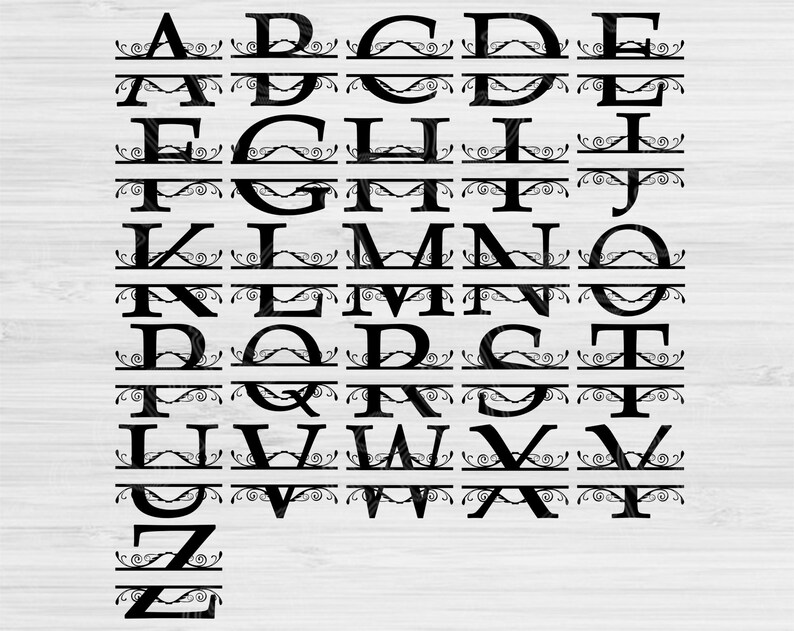 Split Monogram Font Split Alphabet Svg Dxf Eps Png Instant | Etsy