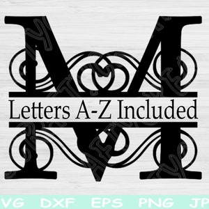 Monogram Font Svg, Split Letter Svg Dxf, Eps, Png Instant Digital Download Design Svg For Cricut, Glowforge, Silhouette Vector Cut Files