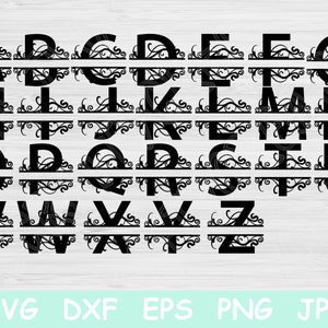 Alphabet Svg, Split Letter Monogram Svg. Split Font Svg Files for Cricut. Initial Split Monogram Svg. Split Letter Svg Vector Cut Design.