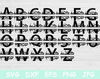 Alphabet Svg, Split Letter Monogram Svg. Split Font Svg Files for Cricut. Initial Split Monogram Svg. Split Letter Svg Vector Cut Design.