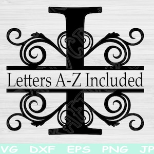 Split Letter Monogram Svg, Monogram Font Svg Dxf, Png Instant Digital Download Design Svg For Cricut, Glowforge, Silhouette Vector Cut Files