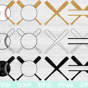 Bate de béisbol Svg, vector de béisbol dividido, archivos Svg de monograma de béisbol para Criut, diseños Svg de béisbol, imágenes prediseñadas Dxf de béisbol PNG, Svg de softbol
