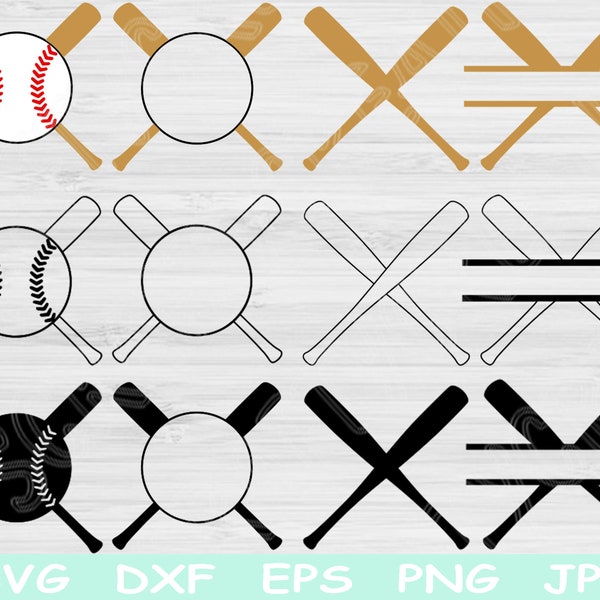 Baseball Bat Svg, Split Baesball Vector, Baseball Monogram Svg Files for Criut, Baseball Svg Designs, Baseball Png Dxf Clipart, Softball Svg