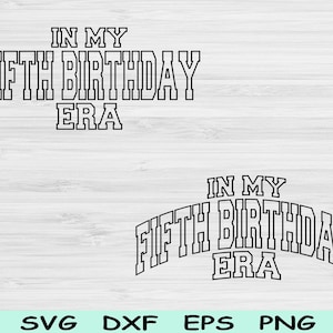 À l'époque de mon cinquième anniversaire, fichiers Svg Dxf Png, 5e anniversaire Svg, 5 ans fichiers Svg pour Cricut, cinquième anniversaire Svg, Wave Block texte Svg