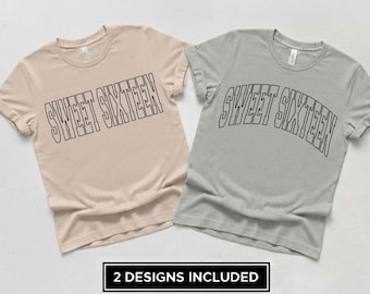 SVG de Dulces Dieciséis, SVG de Cumpleaños de 16, SVG para Camiseta de Cumpleaños, Archivo Cricut de Dulces Dieciséis, Diseño de Cumpleaños de 16, SVG PNG DXF EPS para Fiesta