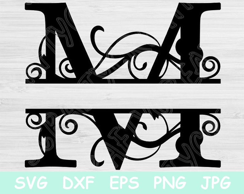 Download Split Monogram Svg Letter Svg. Bold Alphabet Svg With Vine | Etsy
