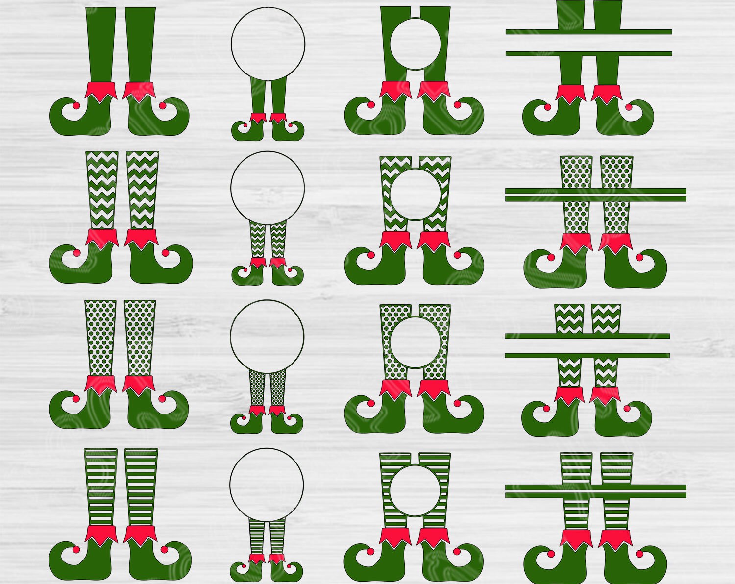 Elf Legs Svg Elf Monogram Svg. Split ChevronPolka Dots and | Etsy