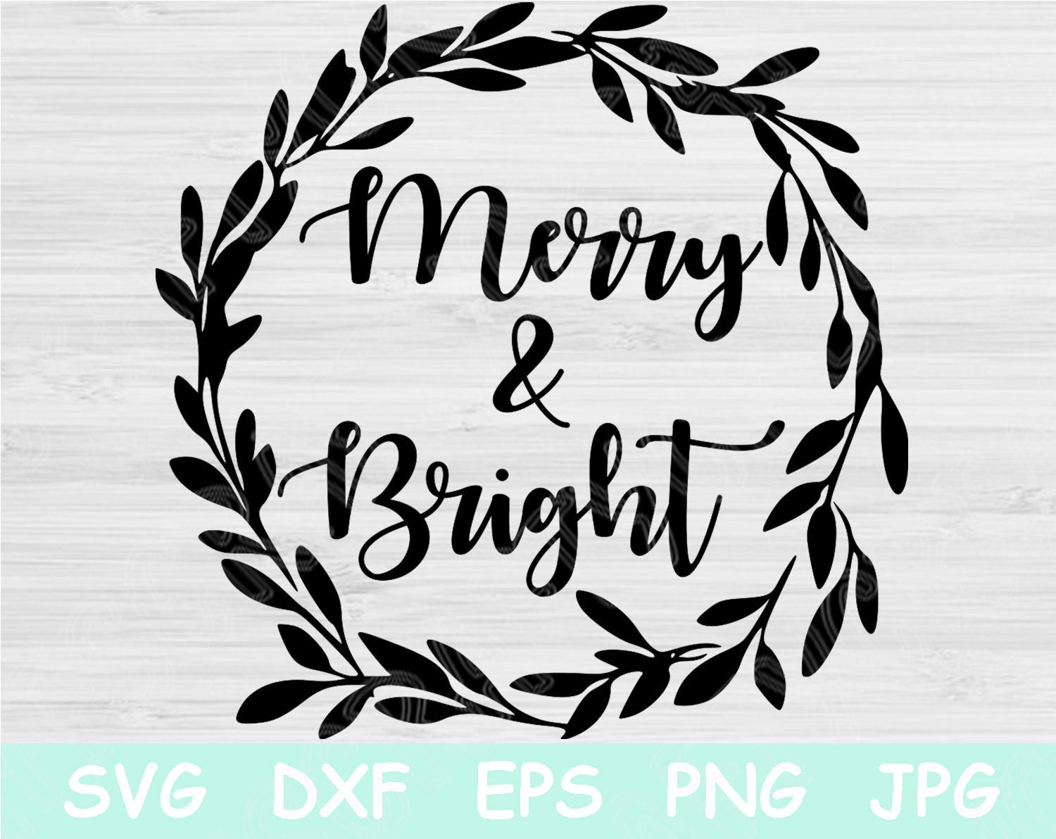 Download Merry Bright Svg File Saying With Wreath Winter Svg Cut Etsy
