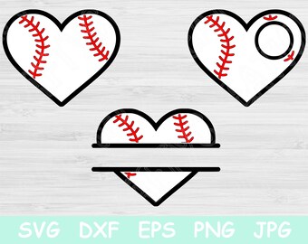 Split Baseball Heart Svg, Baseball Svg, Baseball Mom Svg, Baseball Monogram Svg, Sports Heart Svg, Custom Name Cricut File, Softball Svg