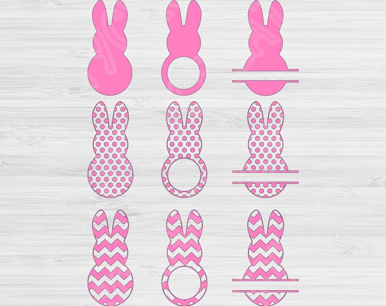 Easter Bunny Svg Monogram Cut Files Kid Digital Designs. Easter Svg Files for Cricut and Silhouette Bunny Svg Split Chevron and Polka Dots