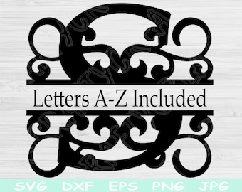 Split Monogram Svg, Split Letter Svg, Monogram Frame Svg, Monogram Alphabet Svg, Name Frame Cricut File, Last Name Personalized Svg