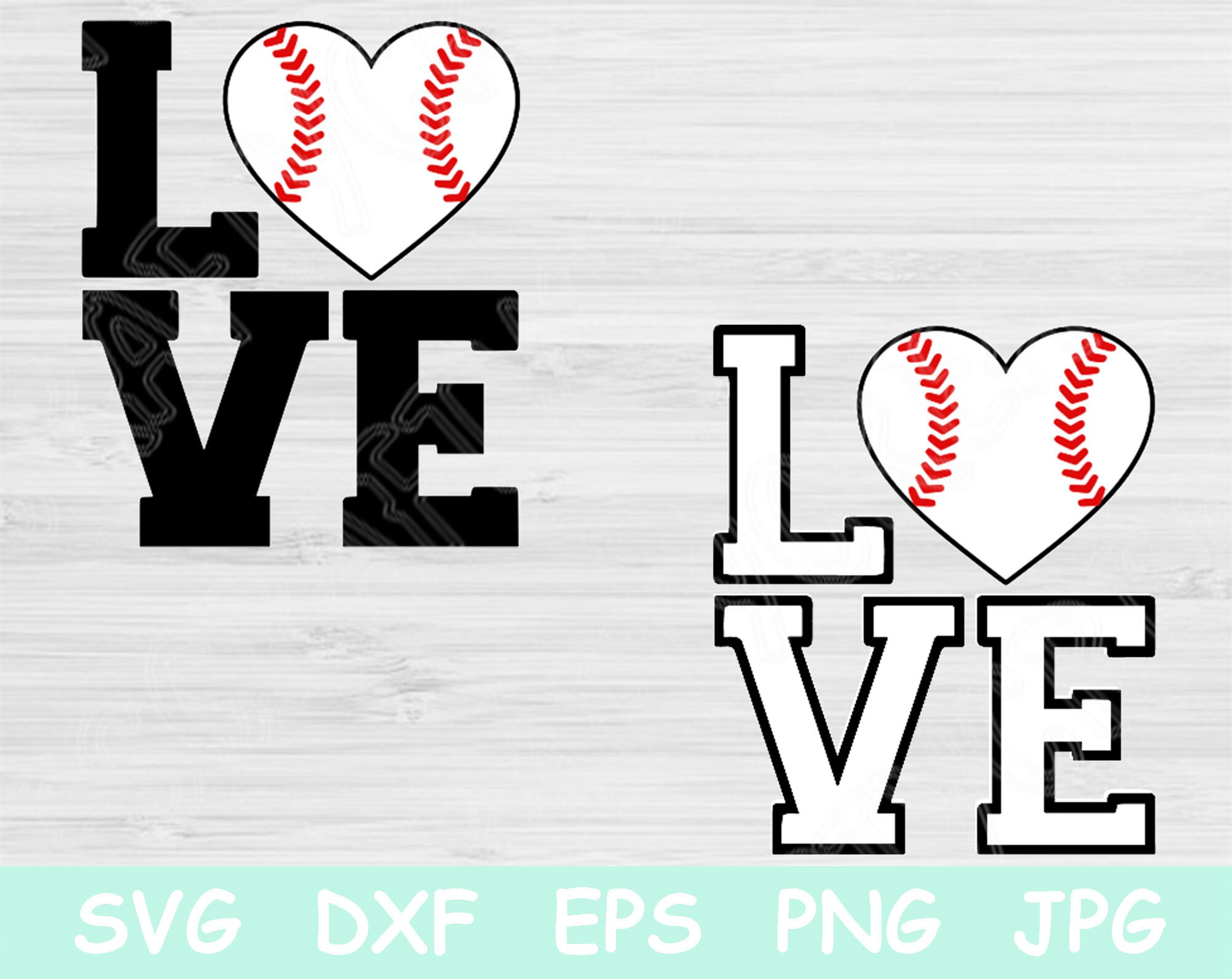 Love Baseball Svg, Baseball Heart Svg, Dxf, Eps, Png Instant Digital Download Design Svg For Cricut, Glowforge, Silhouette Vector Cut Files