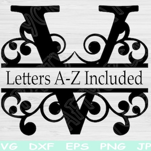 Split-Monogramm Alphabet Cut-Dateien für Cricut, Silhouette, Glowforge