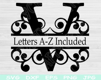Split Monogram Svg Alphabet, Split Letter Monogram Svg, Monogram Font Svg, Cricut Monogram Letters, Custom Name Svg Png Dxf Eps Bundle