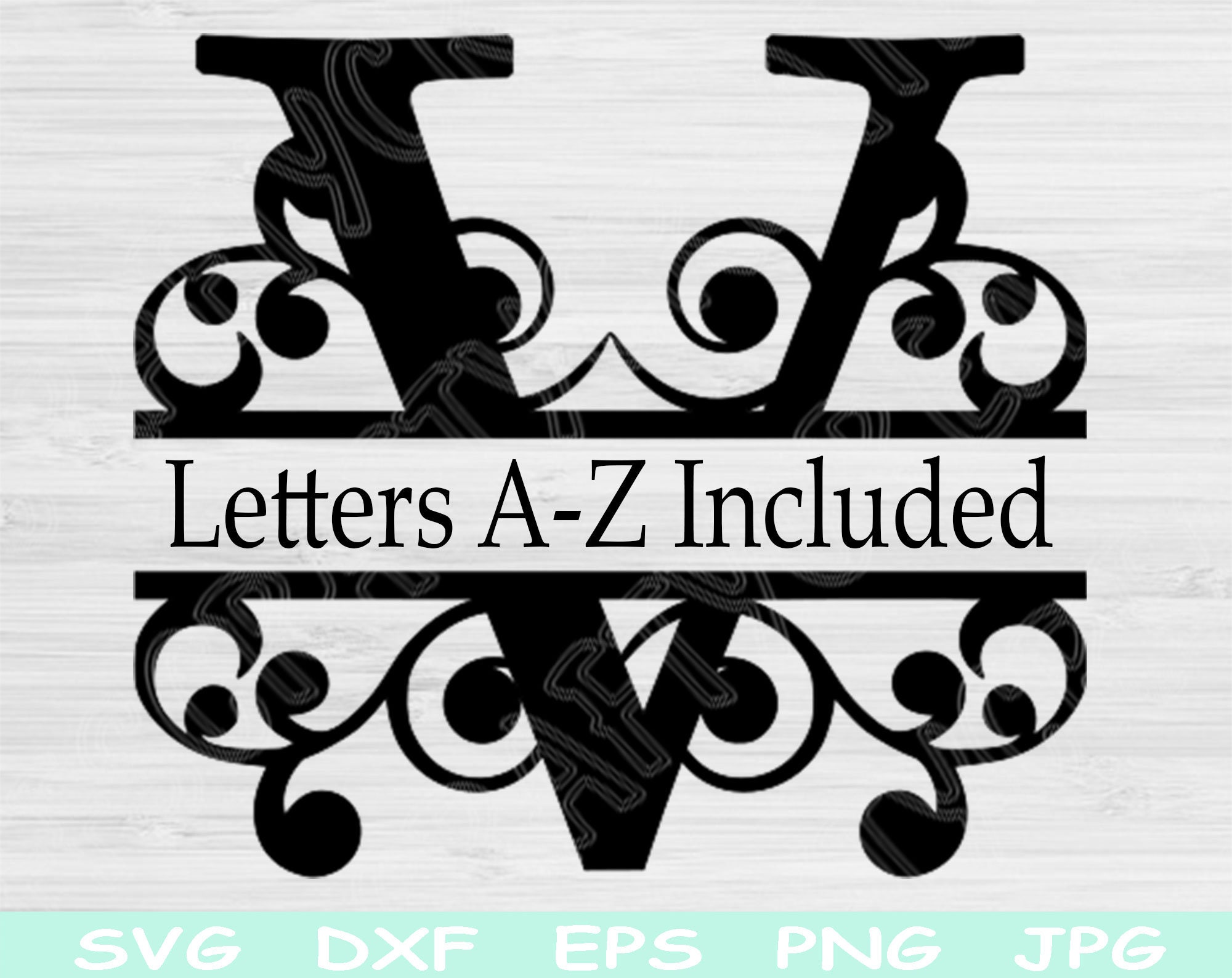floral alphabet split monogram bundle, letters free svg file - SVG Heart